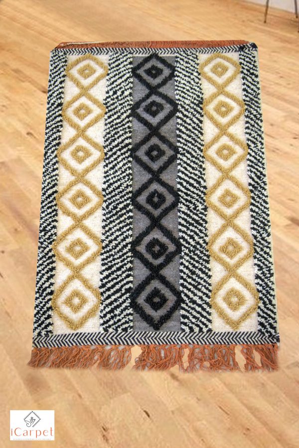 gray and yellow handmade carpet made in morocco
