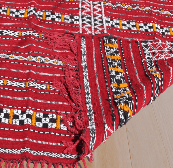Red Moroccan handwoven kilim rug