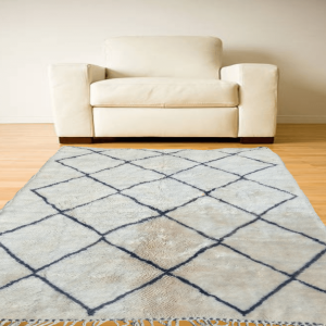Soft moroccan beni ourain rug, beige berber carpet