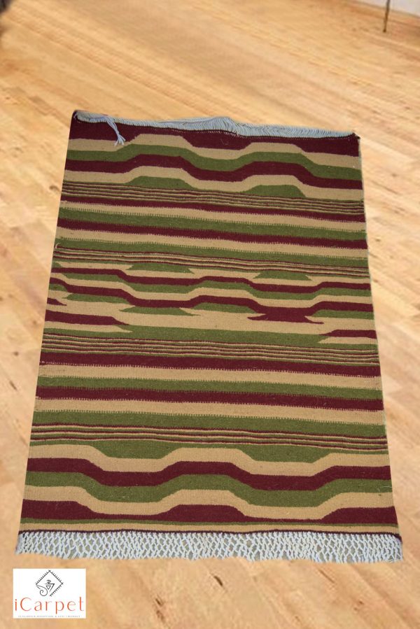 Handmade Moroccan kilim green rug