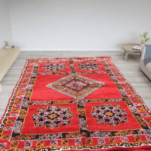 Moroccan style red area rug