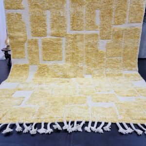 handmade yellow wool rug