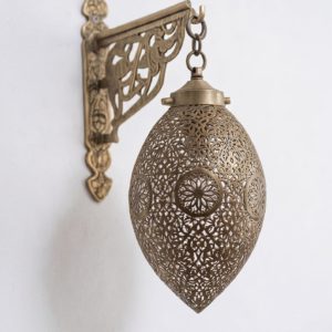 Handmade Moroccan Brass Wall Sconce – Teardrop Lantern