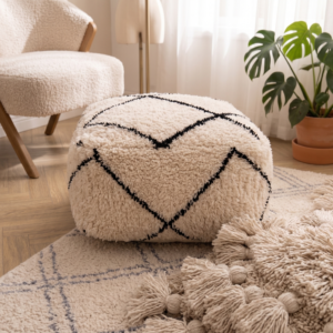Authentic Beni Ouarain Handmade Berber Wool Pouf | Moroccan Floor Cushion | Handmade Ottoman | Boho Home Décor |