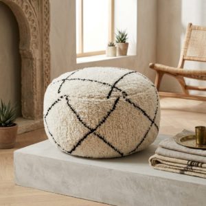 Authentic Beni Ouarain Handmade Berber Wool Pouf | Moroccan Floor Cushion | Handmade Ottoman | Boho Home Décor