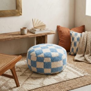 Authentic Beni Ouarain Handmade Berber Wool Pouf – Moroccan Floor Cushion – Handwoven Ottoman –